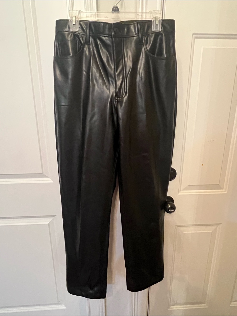 Abercrombie & Fitch Black Faux Leather Straight-Leg Pants